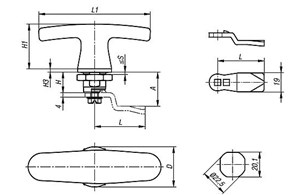 Drehriegel mit T-Griff 
im Hygienic DESIGN